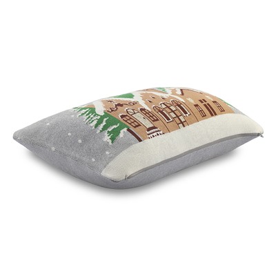 Подушка вязаная с новогодним рисунком Christmas Village из коллекции New Year Essential, 40x60 см