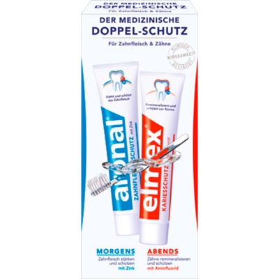 elmex Зубная паста Mundhygiene-Set 1x elmex + 1x aronal, 150 мл