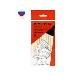 Набор карандашей ч/г Красин "Конструктор" 12шт., 2Т (2Н), Т (Н)-2, ТМ (НВ)-4, М (В)-3, 2М (2В)-2, шестигран., заточен., ПП пакет, европодвес