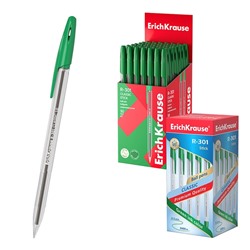 Ручка шариковая Erich Krause R-301 Classic Stick, узел 1.0 мм, чернила зелёные, длина линии письма 2000 метров, штрихкод на ручке