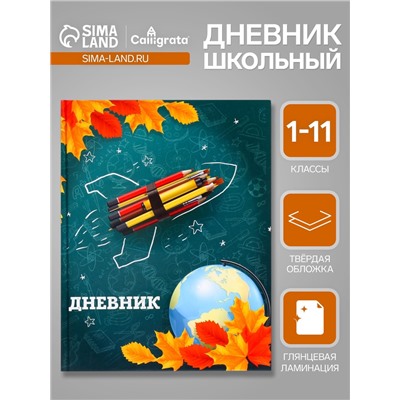 Дневник школьный для 1-11 классов, «Школа», твёрдая обложка 7БЦ, глянцевая ламинация, 40 листов