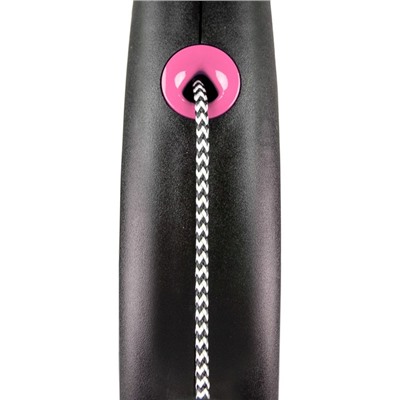 Рулетка Flexi Black Design XS (до 8 кг) 3 м трос, черный/розовый