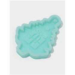 Молд для заливки новогодний «Ёлочка с подарками», 8×5.8×0.8 см, силикон, бирюзовый