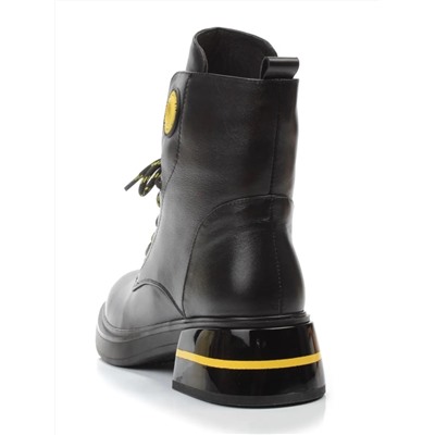 01-P514-3 BLACK/YELLOW Ботинки демисезонные женские (натуральная кожа, байка)
