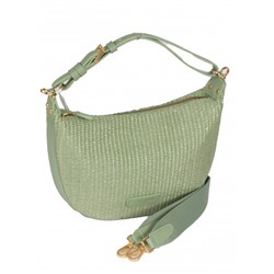 Сумка женская иск/кожа+текстиль DJ-CM 7499-FAIR GREEN,  1отд,  плечевой ремень,   (УЦЕНКА/ДЕФЕКТ: неправильное плетение с лиц.стороны)  зеленый 264411