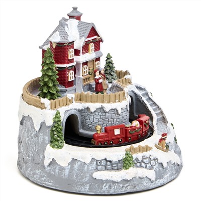 МУЗЫКАЛЬНАЯ СТАТУЭТКА "ЗАГОРОДНЫЙ ДОМИК" С LED-ПОДСВЕТКОЙ 19,5Х19,5Х17,5 СМ