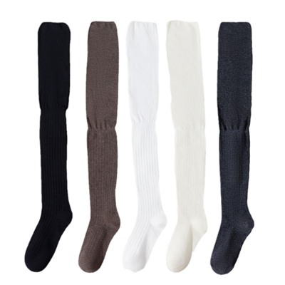 High -grade gray long tube overweed socks with boots with boots, niche lazy style solid color pile socks, net red cotton jk socks