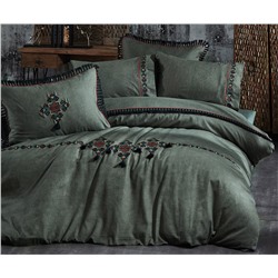 2 сп. Евро Комплект Постельного Белья Cotton Saten Anka Yeşil XL - EcoCotton
