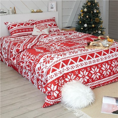 Постельное белье новогоднее LoveLife 1,5сп Christmas ornament 143*215см,150*225см,50*70см-2штуки