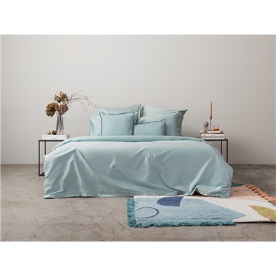 Набор из двух наволочек из сатина голубого цвета из коллекции Essential, 70х70 см