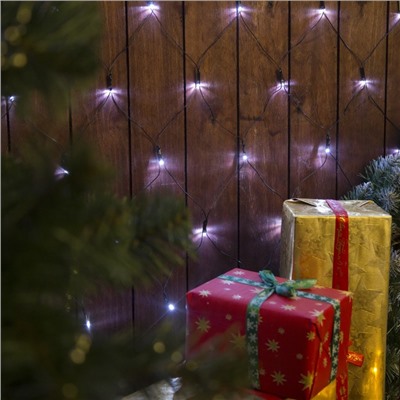 Гирлянда «Сеть» 1.6 × 1.6 м, IP20, тёмная нить, 144 LED, 8 режимов, 220 В, свечение белое