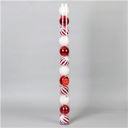 Ёлочные игрушки «Агнет» полосы, шары новогодние, d=6 см, набор 12 шт., красно-белый