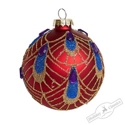 Шар "Индийская лазурь" красный  (стекло)  8 см