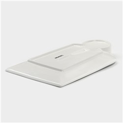 Блюдо Magistro «Ласта», 25×16 см, с соусником, фарфор, белое