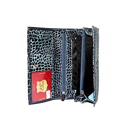 Портмоне женское Premier-DM-1 н/к,  6 отд,  4 карм,  бирюза аллигатор (61)  180361