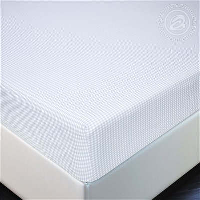 Простыня трикотажная на резинке Клетка (серый) Арт Дизайн