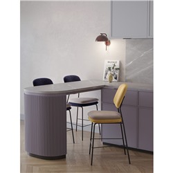 Стул полубарный с контрастным кантом Pea, велюр, желтый/бежевый