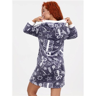 Халат Снежок снежинки серый ИвК