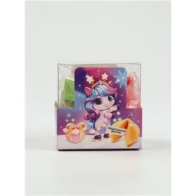 Печенье с предсказанием цветное в PVC-коробке «Сладкого нового года», 4 шт.