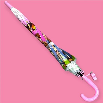 Зонт-трость для девочки с мультгероями полуавтомат Арт 001/6