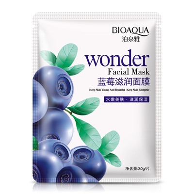 Тканевая маска для лица с экстрактом черники Bioaqua Wonder Facial Mask, 30 ГР