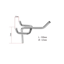 Крючок одинарный для металлической перфорированной панели, d=3.5 мм, L=10 см, цвет хром
