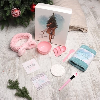 Набор подарочный новогодний «Этель. Жду чудо», 8 предметов, полотенце, повязка на голову