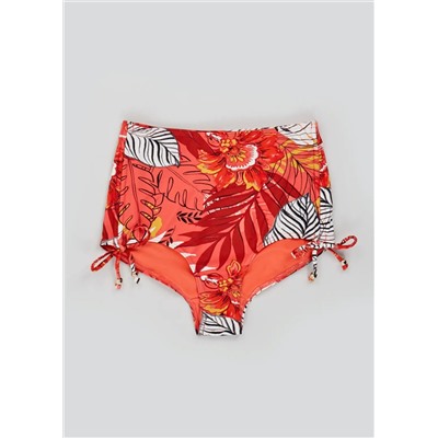 Soon Floral Palm Ruche Side Bikini Bottoms