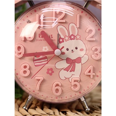 Часы-будильник «Clear wake-up with animals», pink bunny (17,5х11,5 см)