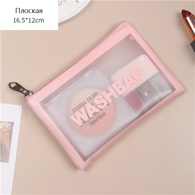 Косметичка Washbag прямоугольная, прозрачная, плоская, 16,5х12 см, ПВХ, на замке-молнии, цвета в ассортименте