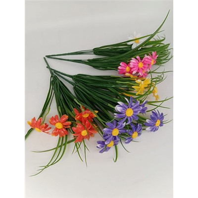 Цветы искусственные декоративные Ромашки с осокой (6 веток) 35 см пластик