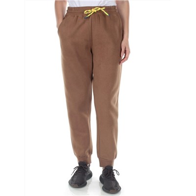 M047 BROWN Брюки спортивные утепленные женские (85% хлопок, 10% полиэстер, 5% спандекс)