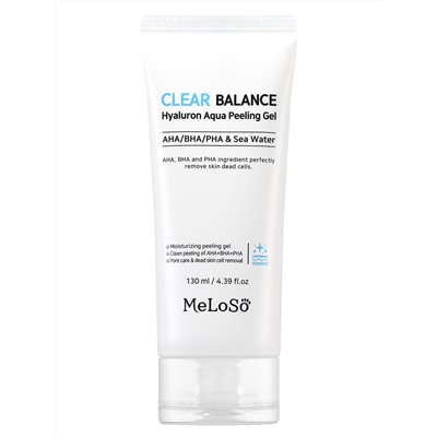 MeLoSo Пилинг-гель для лица с AHA/BHA/PHA кислотами и морской водой / Clear Balance Hyaluron Aqua Peeling Gel, 130 мл