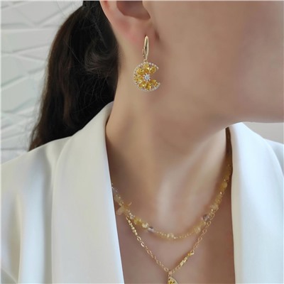 Серьги "Долька лимона", цитрином и горным хрусталем