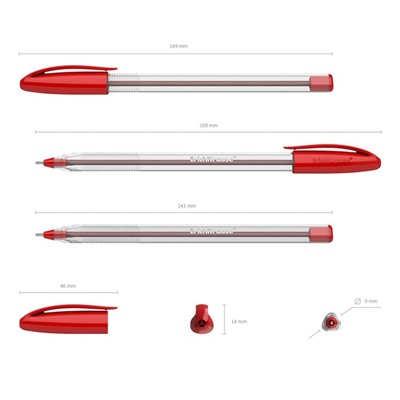 Ручка шариковая ErichKrause U-108 Classic Stick, узел 1.0 мм, чернила красные, супермягкое письмо, длина линии письма 1000 метров