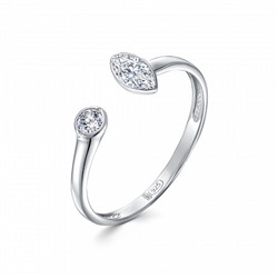 Кольцо с фианитом родированное серебро 925*