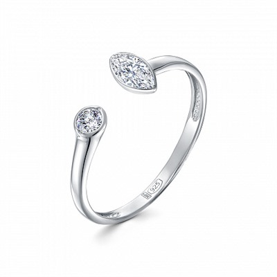 Кольцо с фианитом родированное серебро 925*