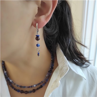 Серьги из натуральных камней: гранат, лазурит, авантюрин