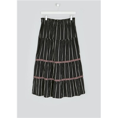 Falmer Tiered Sparkle Stripe Midi Skirt