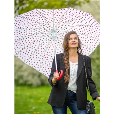 L909-4383 RedHearts (Красные сердечки) Зонт женский трость Fulton