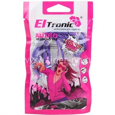 Наушники MP3/MP4 ELTRONIC (4441) Color Trend Pink вакуумные (белый/фиолетовый)