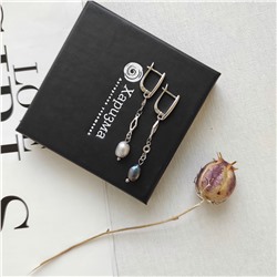 Серьги из серого и фиолетового барочного жемчуга