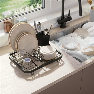 Сушилка для посуды Sinkin, 28х14х35,5 см, черная