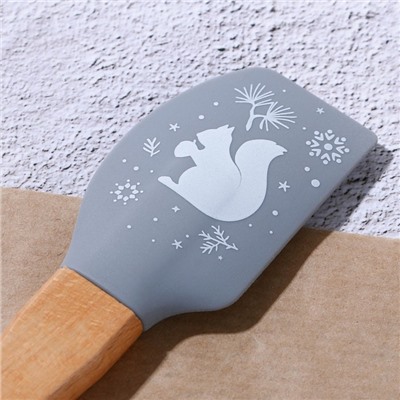 Лопатки силиконовые новогодние «Лесная сказка», 26×5 см, 23.3×4.3 см, 2 шт.