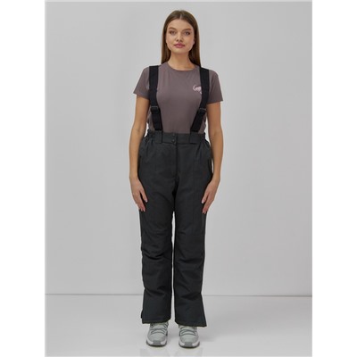 Полукомбинезон утепленный женский большого размера темно-серого цвета 666_1TC