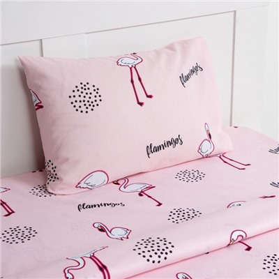 УЦЕНКА КПБ "Этель" 1,5сп Flamingos 143х215 см, 150х214 см, 50х70 см -1 шт, 100% хл, бязь