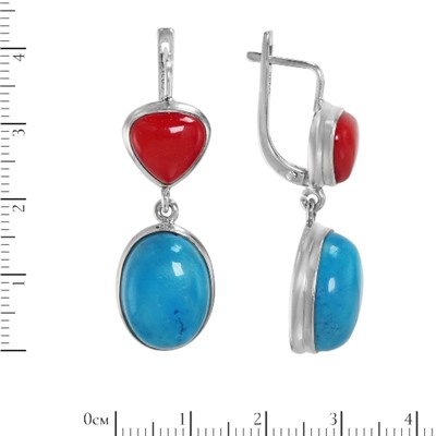 Серьги 'Дари' с кораллом и хаолитом ИАСК.300ХТN6