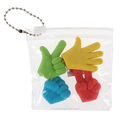 Набор фигурных ластиков «Жесты», 4 штуки, в пакете на зип-молнии, МИКС (штрихкод на штуке)