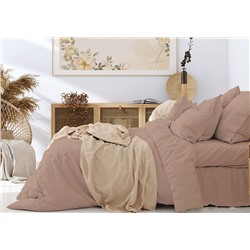 Простыня на резинке из поплина Кофе с молоком