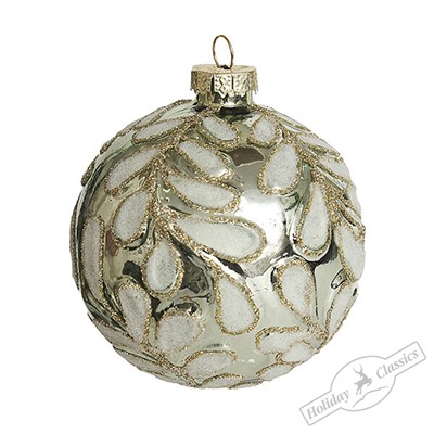 Шар "Лепестки магнолии" мятный глянцевый (стекло) 8 см